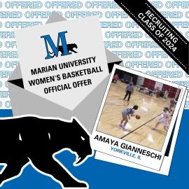 Amaya Gianneschi (@amayagiannesch1) on Twitter photo Very excited to announce I have received an offer from Marian University!!! Thank you @marianwbb and <a href="/jward3430/">Josh Ward</a> for the opportunity!!! <a href="/coachwensits/">Yorkville Girls Basketball</a> <a href="/Trainingnvrstop/">Coach Love</a> Very excited to announce I have received an offer from Marian University!!! Thank you @marianwbb and <a href="/jward3430/">Josh Ward</a> for the opportunity!!! <a href="/coachwensits/">Yorkville Girls Basketball</a> <a href="/Trainingnvrstop/">Coach Love</a>