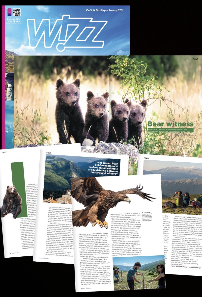 I’ve always been obsessed with in-flight magazines, so I’m especially excited to have written features for two of them this month. Loved working on this piece for @wizzair’s magazine on @ExodusTravels’ Rewilding the Apennines trip I took last year. lxm-group.aflip.in/wizz_June_July…