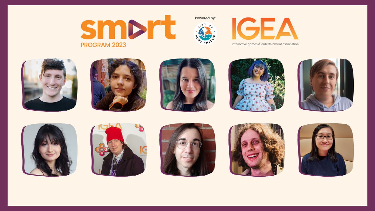 Announcing the SMART Program cohort of 2023!
 
Learn more about the program &amp; get to know
our recipients via our official announcement:
igea.net/2023/06/smart-…
 
Thank you <a href="/cityportphillip/">City of Port Phillip</a> &amp; <a href="/samuraipunk/">Samurai Punk</a> for helping us support diverse &amp; emerging talent in the game dev community.