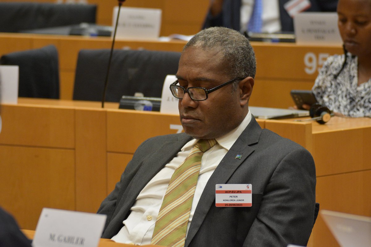 OACPS_PA's tweet photo. Hon. Ana Rita Sithole thanks her predecessor, Hon. Kenilorea Jr, during the Formal Opening sitting of the 43e Session of the #OACPSEU JPA, for his excellent work and his leadership during the pandemic.
@DoreenWalsweer @czorrinho @AmbaMali_Bxl https://t.co/crolbomzSC