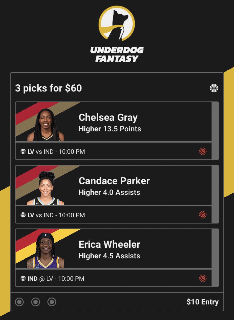 #WNBA      #WNBATwitter     

🤯Underdog 3 Man

🧪Chelsea Gray ov 13.5 Pts
🧪Candace Parker ov 4.0 Ast
🧪Erica Wheeler ov 4.5 Ast

Multi: 6️⃣x

To Tail👇

🤯Use code : JRPICKS764

#GamblingTwitter 
#prizepicks 
#SleeperPicks 
#ParlayPlay 

 play.underdogfantasy.com/jrpicks764