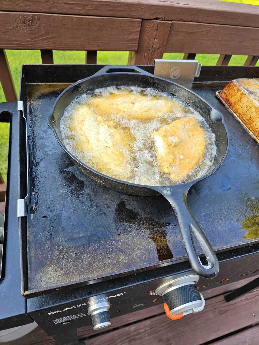 Frying catfish southern style on the griddle.  #RedneckHibachi