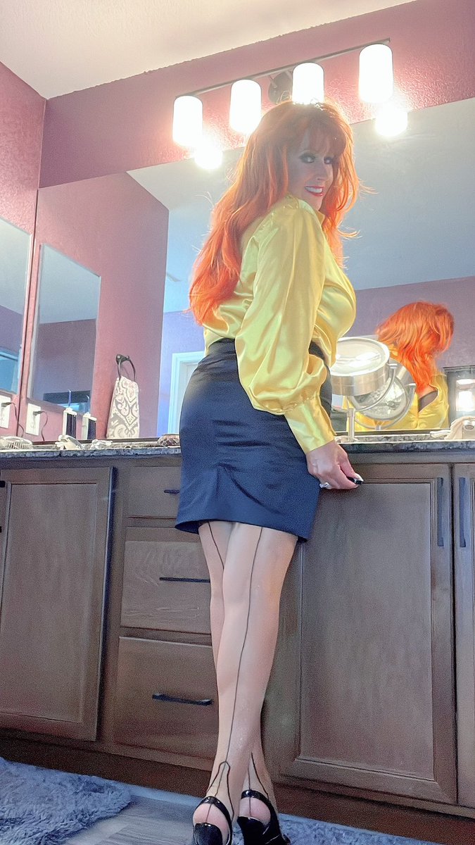 Samantha Legs On Twitter Satin Blouse And Skirt Ready For The Office