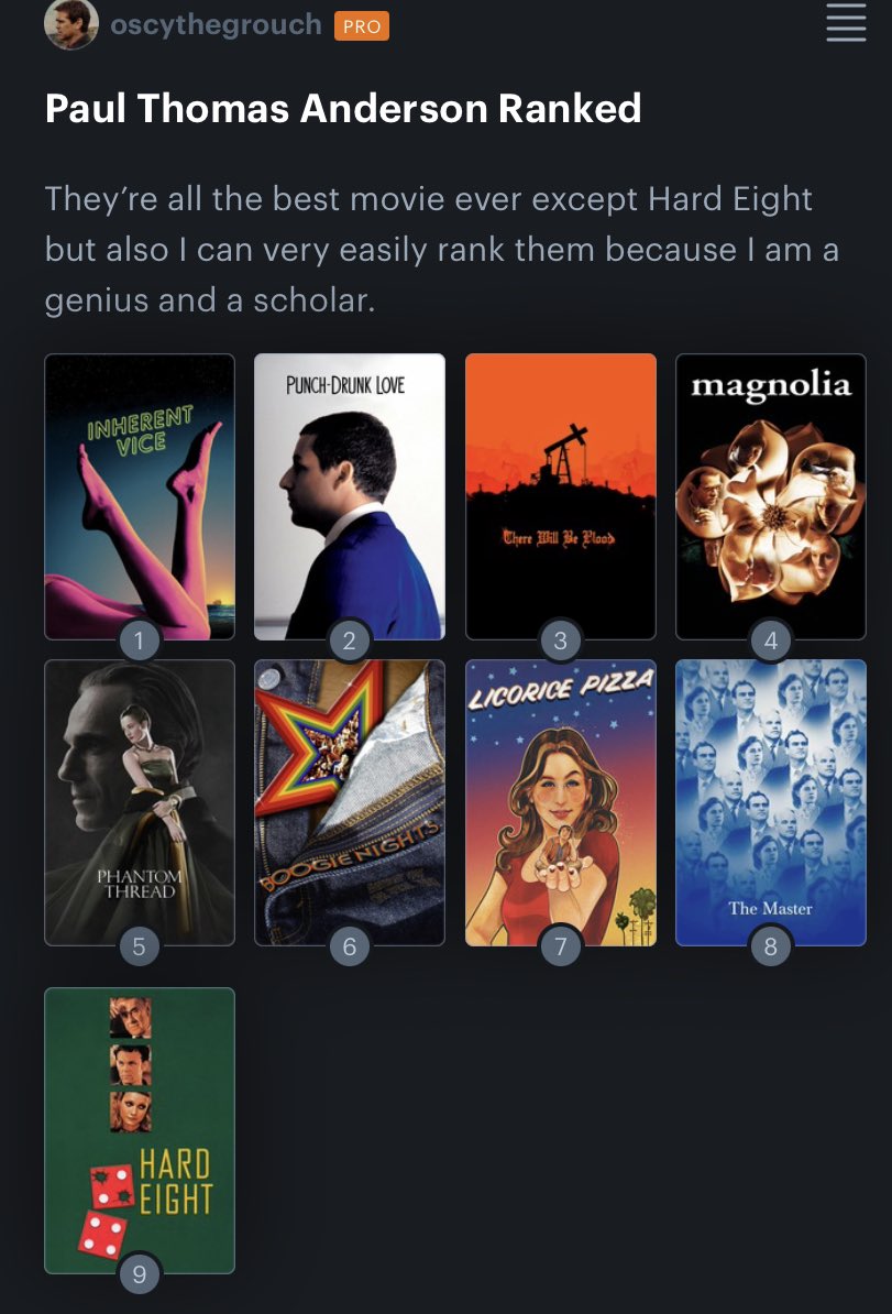 Happy Birthday Paul Thomas Anderson to celebrate here is the only official ranking of your movies ever made 