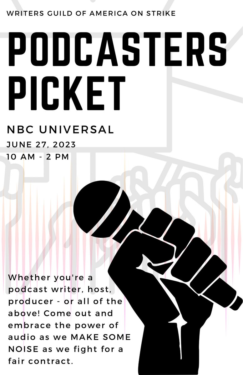 Tomorrow - NBCU Barham gate 8 is our hidden gem gate. It’s got an awesome gang of regulars & tomorrow it’s got the @WritersGuildF hosting picket trivia! & at Lankershim - audiophiles will adore our podcasters picket. #wgastrong