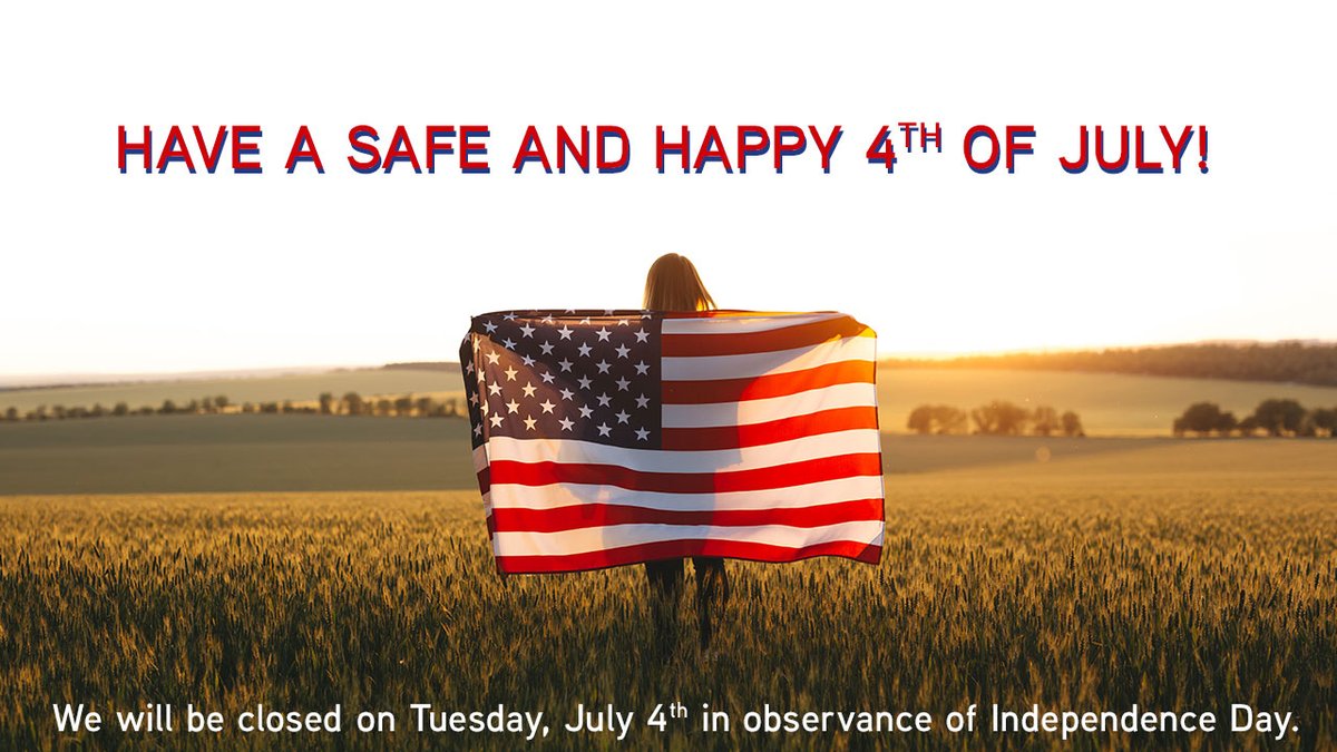 Hard to believe it's almost already July!🧨🎆 We will be closed on Tuesday, July 4th in observance of Independence Day! ❤️🤍💙 We wish everyone a safe and fun 4th!