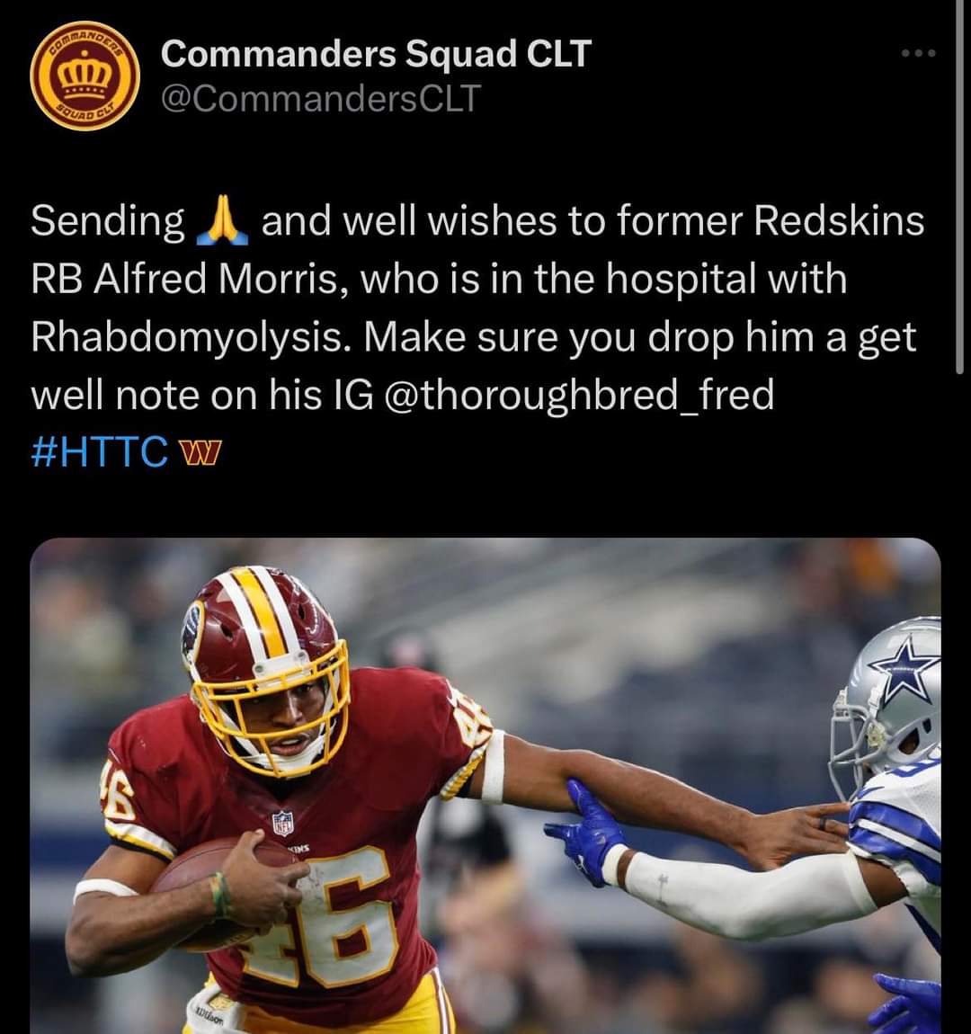 Get well Alfred Morris #HTTR 
@Commanders #HTTC