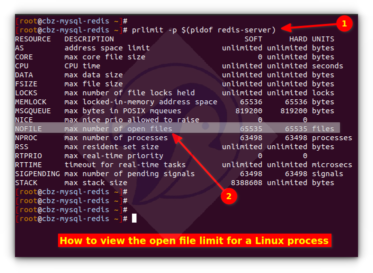 nixcraft's tweet photo. To view the open file limit for a Linux process, you can make use the prlimit command:
prlimit -p {PID}
prlimit --pid {PID}

For all other option and usage see https://t.co/INcSsKt5bd my page. https://t.co/kSKd8YiixP