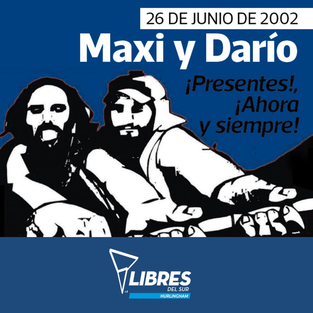ldshurlingham's tweet photo. A 2️⃣1️⃣ años del asesinato de Dario Santillan y Maximiliano Kosteki.
👥️ Víctimas fatales de una policía represiva y de un estado ausente.
#NoALaRepresion #justiciapordarioymaxi
#LibresDeLSur #hurligham #LibresDelSurTerritorial https://t.co/N24zEhWtDI