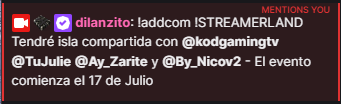 Aunque ni yo lo crea todavía... puedo confirmar mi participación en Streamerland 2023.
¿si estoy feliz? No me entra la felicidad en el cuerpo.
Es muchísima la gente a quién le debo que esto suceda ❤️
Una locura de capitanes: <a href="/Dilanzitop/">Dilanzito</a> <a href="/ivankodcerro/">Kod</a> <a href="/Tujuliie/">TuJulie👽</a> <a href="/ByNicov22/">ByNicov2</a>