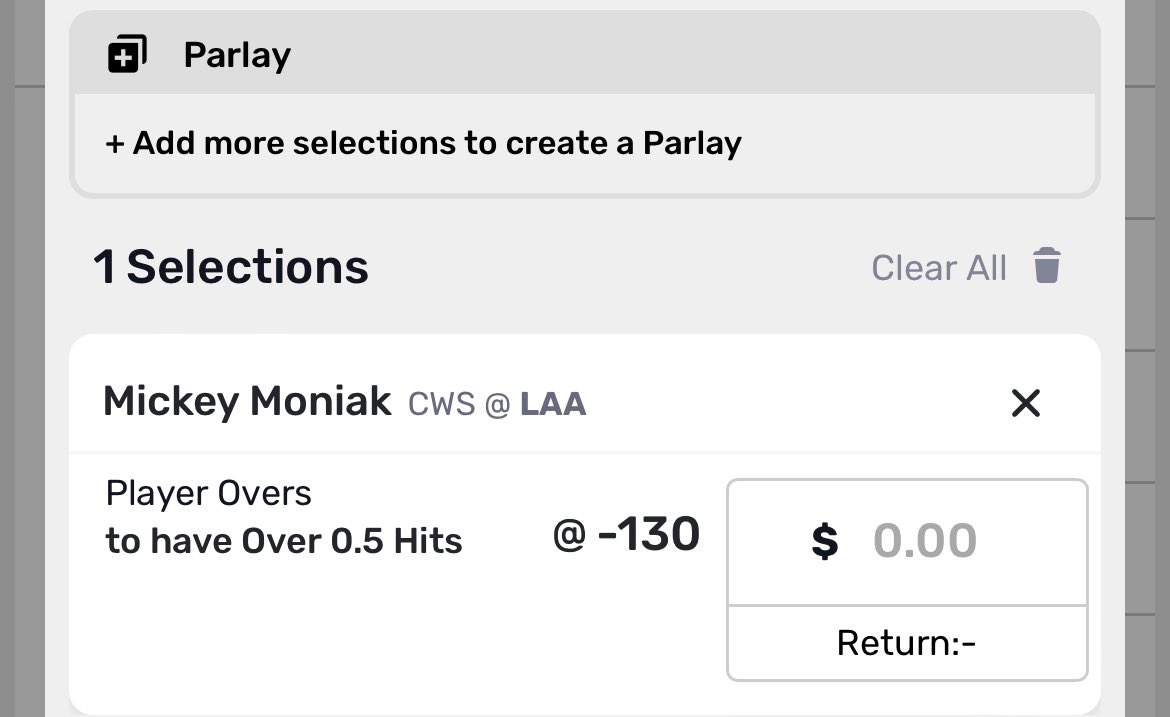 ⚾️ 0.5U Mickey Moniak (LAA) 1+ Hit (-130 @ PropBuilder)

-As a leadoff hitter, your job is to get hits. Coaches must see a + matchup here.
-Over in 14/17 (82%) w/4+ PAs this year.

#PlayerProps #GambingTwitter
