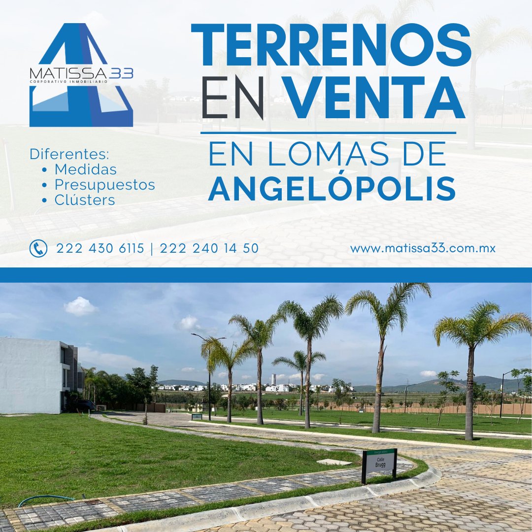 Matissa33's tweet photo. ¿Buscas terrenos en Lomas de Angelópolis?
En #Matissa33 tenemos diferentes opciones que estamos seguros que te van a encantar.

Contáctanos para mayor información
📲 222 430 6115
#Puebla #Inmobiliarias #casasenventa #localesenalquiler #bienesraices #terrenos #lomasdeangelopolis https://t.co/LHPwE0WuEg