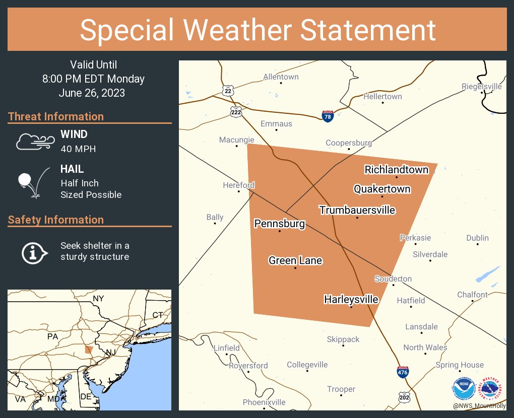 NWS Mount Holly on Twitter "A special weather statement has been