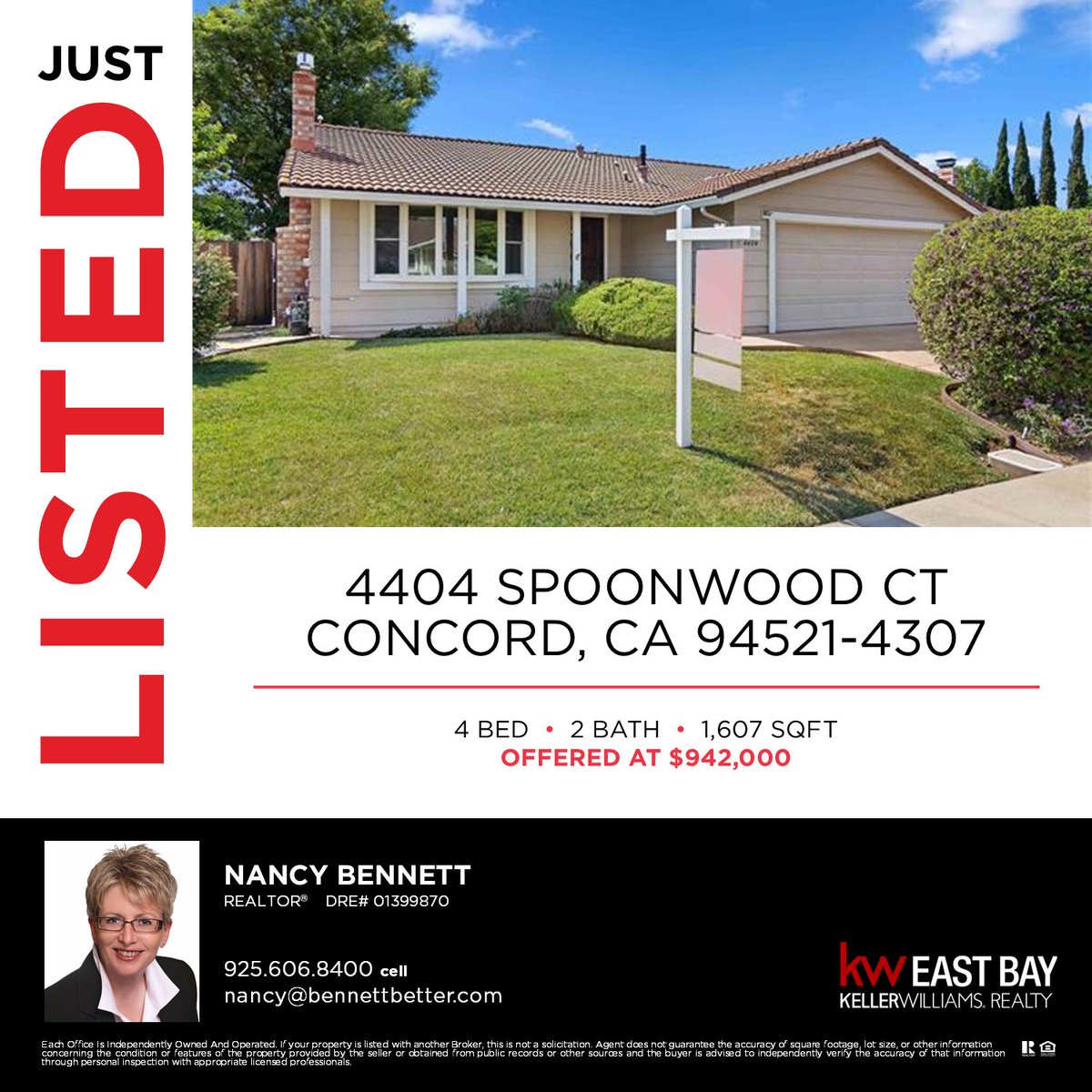 Just listed by Nancy Bennett, 4404 Spoonwood Ct
#kellerwilliams #bayarearealestate #bayarearealtor