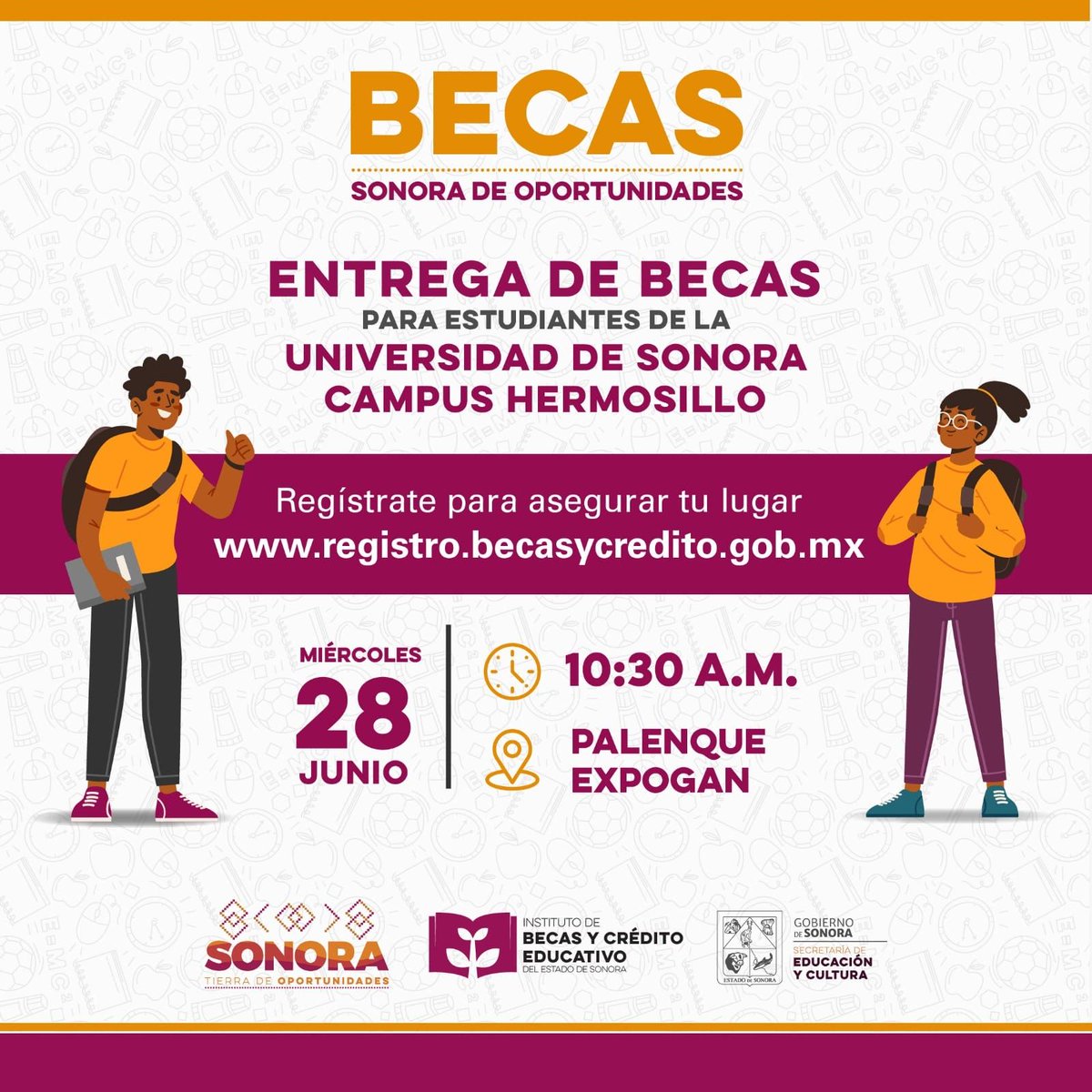 ¡Estudiante UNISON Campus Hermosillo!

Recuerda registrarte para el evento de entrega de becas
registro.becasycredito.gob.mx