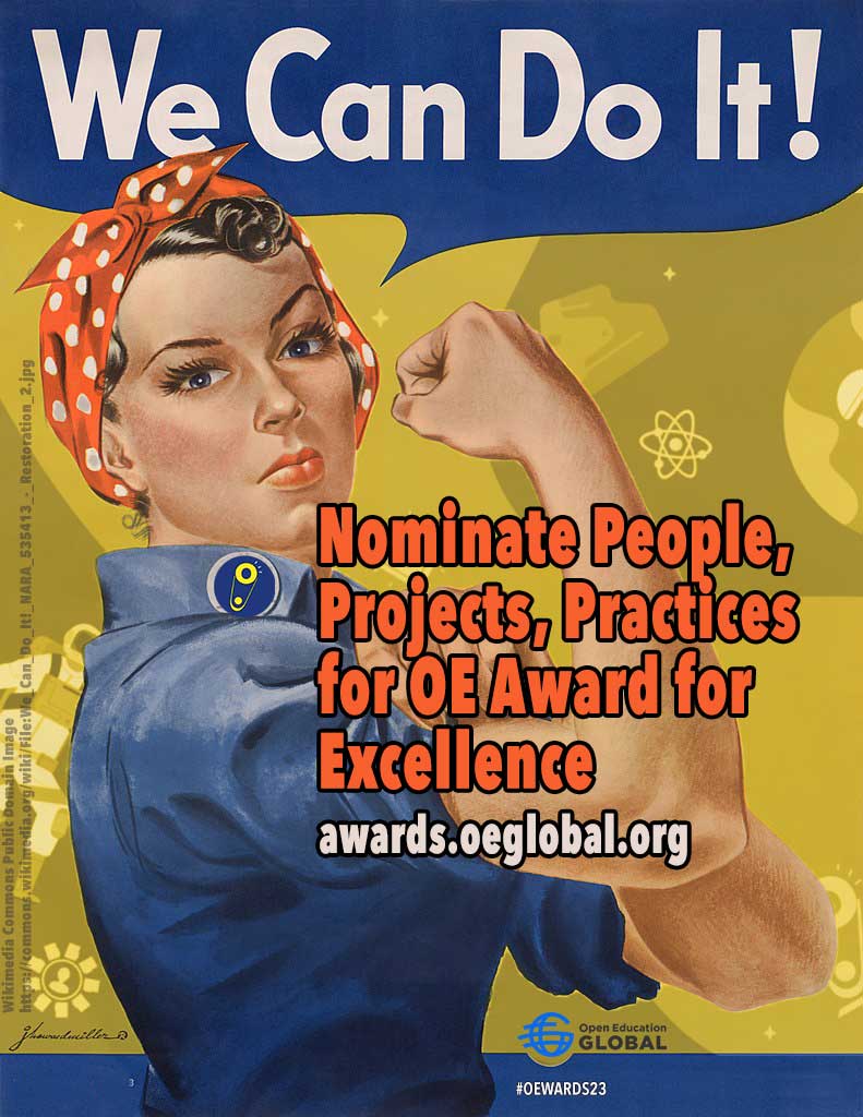 Counting down the days (4 more left) for getting your nominations in for the 2023 Open Education Awards for Excellence awards.oeglobal.org