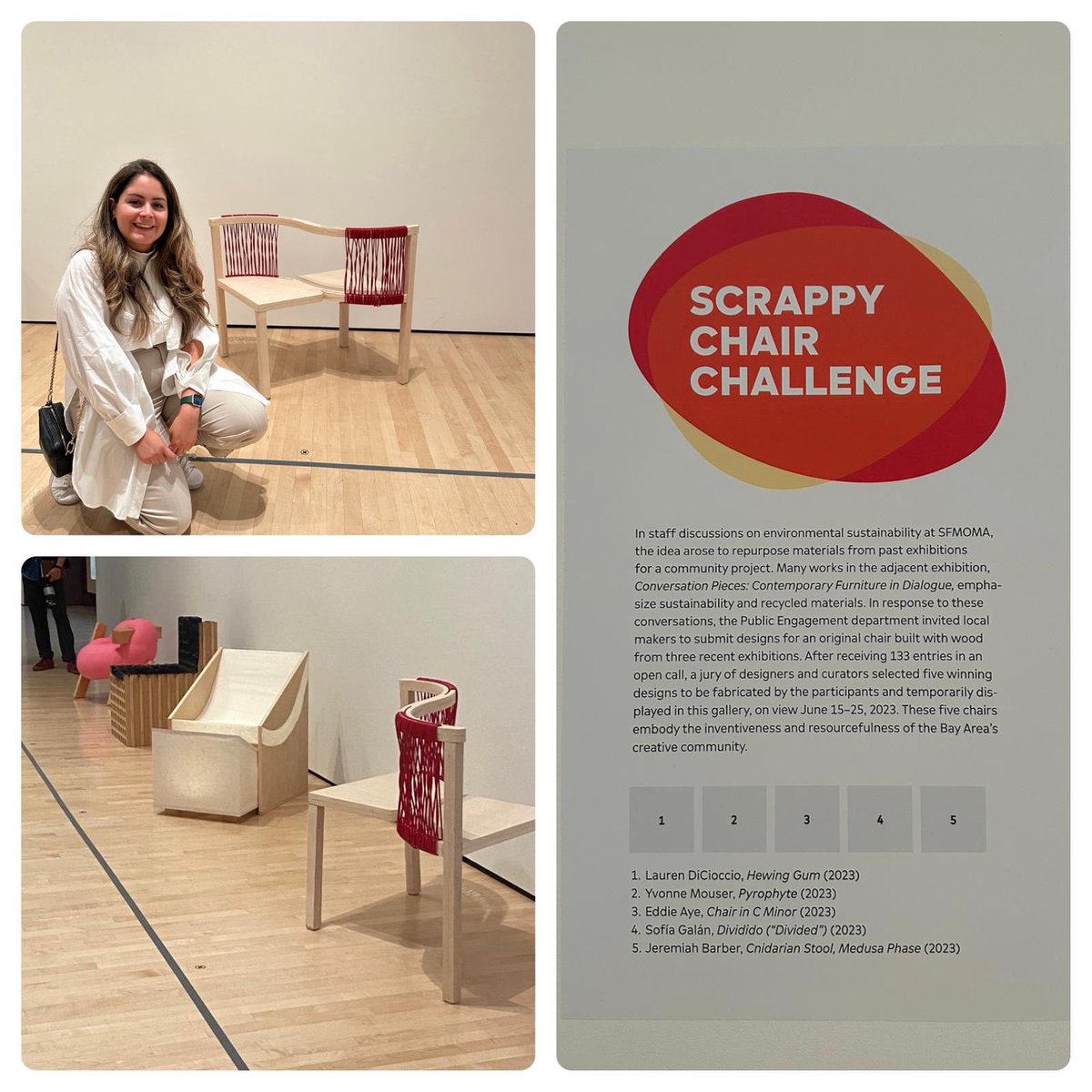 ConsulmexSFO's tweet photo. ⁦@ConsulmexSFO⁩ felicita a la mexicana Sofia Galan @sogalanbat por ser una de 5 finalistas del concurso #SrappyChairChallenge del @SFMOMA. Sofia señaló: “Mi silla representa mi sentimiento de migrante mexicana, dividida entre dos culturas y dos paises” https://t.co/yiODsZJqnY