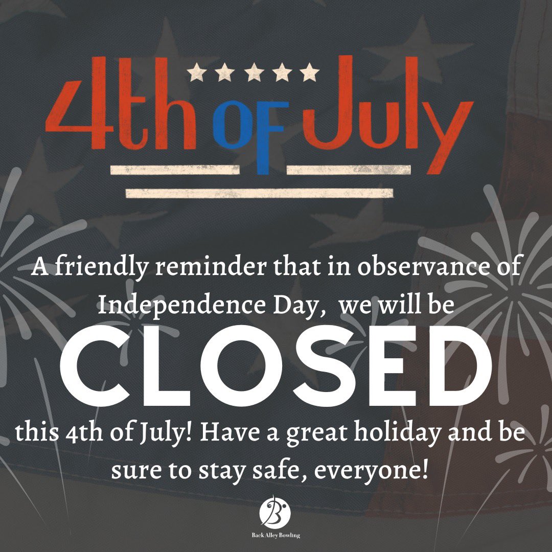 In observance of Independence Day, we will be closed on Tuesday (7/4) but will reopen on Wednesday (7/5) for regular operating hours. We hope everyone has a safe and fun #FourthOfJuly!