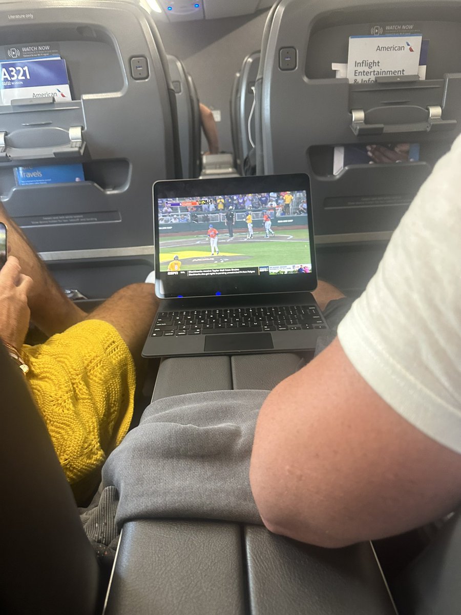 These guys are the real MVPs moving their screen so I can watch the #CWS2023 from the seats behind them.   #collegeworldseries