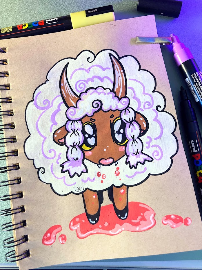 Vampire #wooloo cutie. So ferocious.❤️ #posca #pokemon #cuteart