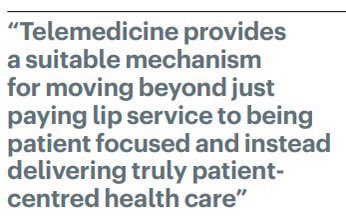 💻📲 Rapidly deployed during the pandemic, #telemedicine has now been sharply scaled back. Continued offering of a #Telehealth visit option may allow true patient-centered care. New editorial in @NatRevClinOncol: how to walk the walk for patient access. rdcu.be/dfpaM