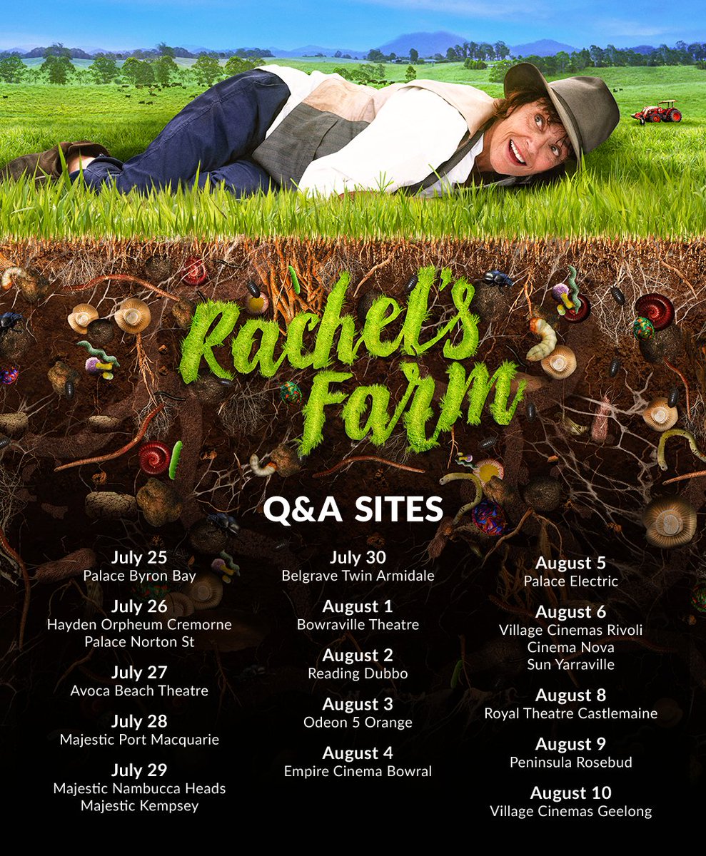 Rachel’s Farm is touring cinemas throughout July &amp; August for a special series of Q&amp;A screenings with director Rachel Ward, plus a raft of special guest hosts including Bryan Brown, Joost Bakker and more! Find cinema locations, dates &amp; tix here: mad.mn/rachelsfarm