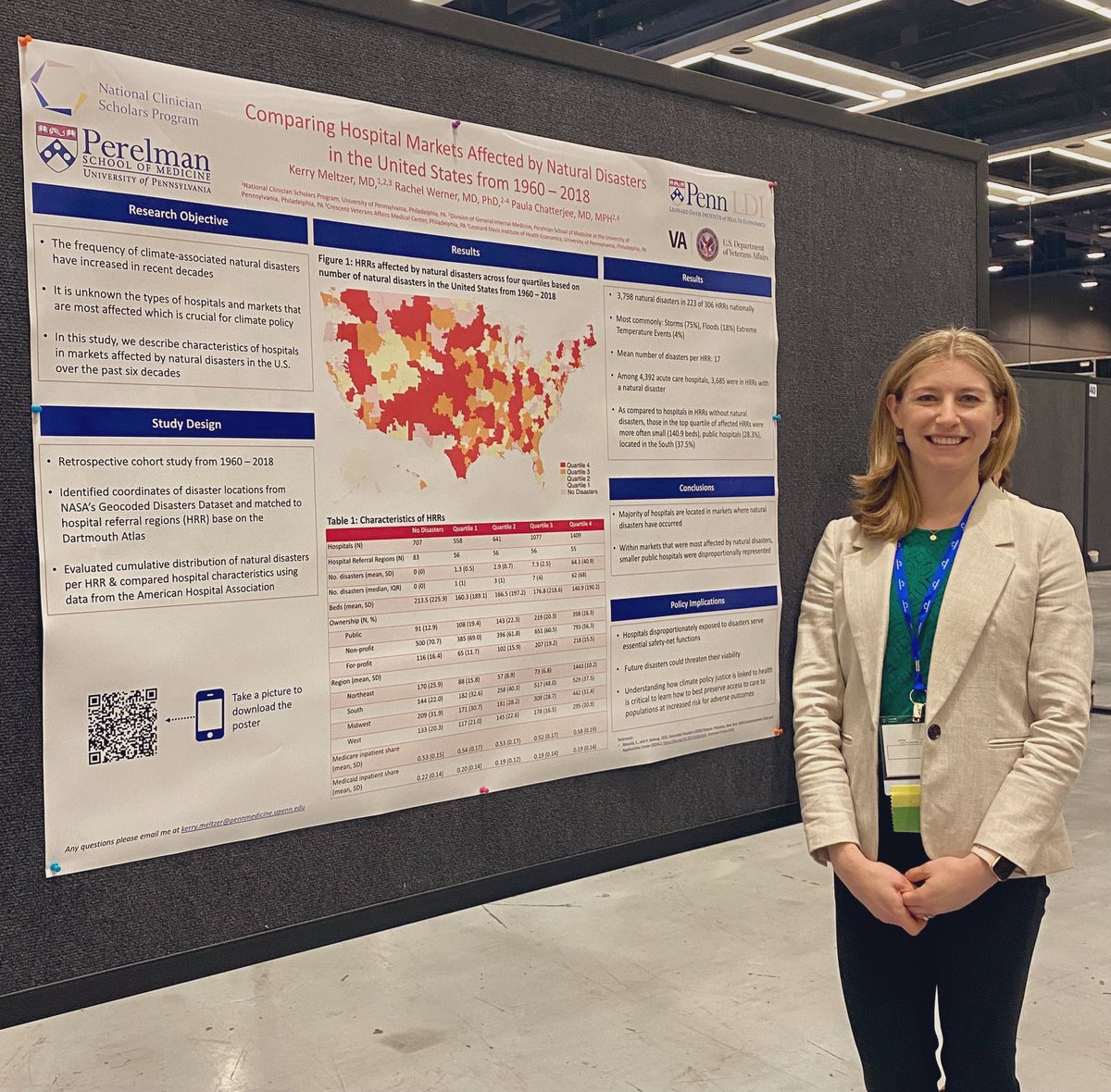 We compared hospital markets affected by natural disasters & found that areas with smaller public hospitals were disproportionally affected. Understanding the effects of climate change is important for health justice. @ChatterjeePaula @PennLDI @NCSP_Penn @AcademyHealth 1/2