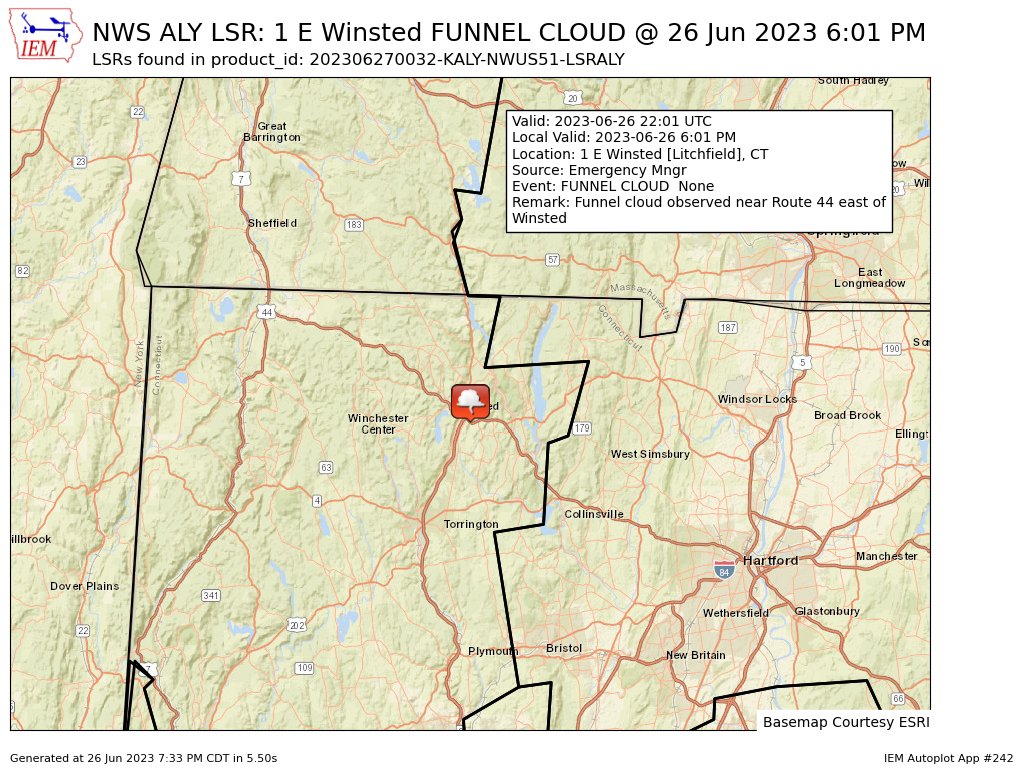 IEMBot ALY on Twitter "At 601 PM EDT, 1 E Winsted [Litchfield Co, CT] Emergency Mngr reports