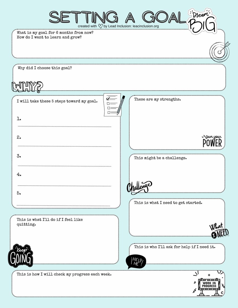 Teacher2Teacher (@teacher2teacher) on Twitter photo This goal-setting worksheet encourages Ss to identify a goal, troubleshoot obstacles and achieve big things!
(Inspiration via educator <a href="/leeannjung/">Lee Ann Jung</a>, download the worksheet here: leadinclusion.org) #TeacherTwitter #edchat This goal-setting worksheet encourages Ss to identify a goal, troubleshoot obstacles and achieve big things!
(Inspiration via educator <a href="/leeannjung/">Lee Ann Jung</a>, download the worksheet here: leadinclusion.org) #TeacherTwitter #edchat