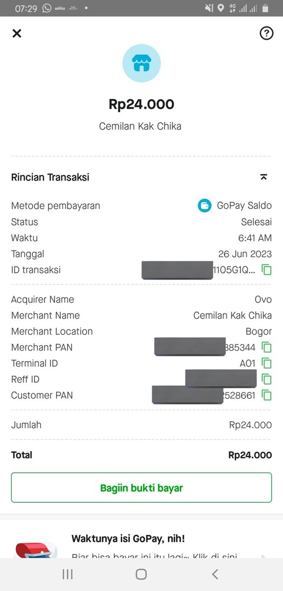blesschaurias's tweet photo. @gopayindonesia pagi min, maaf mau tanya. Kemarin sy melakukan pembayaran via Qris, tapi saldonya ngga masuk ke Qris Merchant saya, sedangkan saldo di Gopay sudah berkurang &amp; ada bukti pembayaran berhasil. Ini bagaimana ya min? https://t.co/LSfPXrAC8z