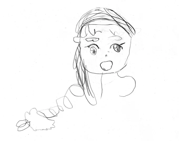 4歳の娘が描いてくれたキオナ。 「おかあちゃんみたいにかけない」と泣きながら描いていたけど、かわいいし、描いてくれてうれしいよ。 そしてお母ちゃんの描くキオナはいつも顔が安定しないよ。