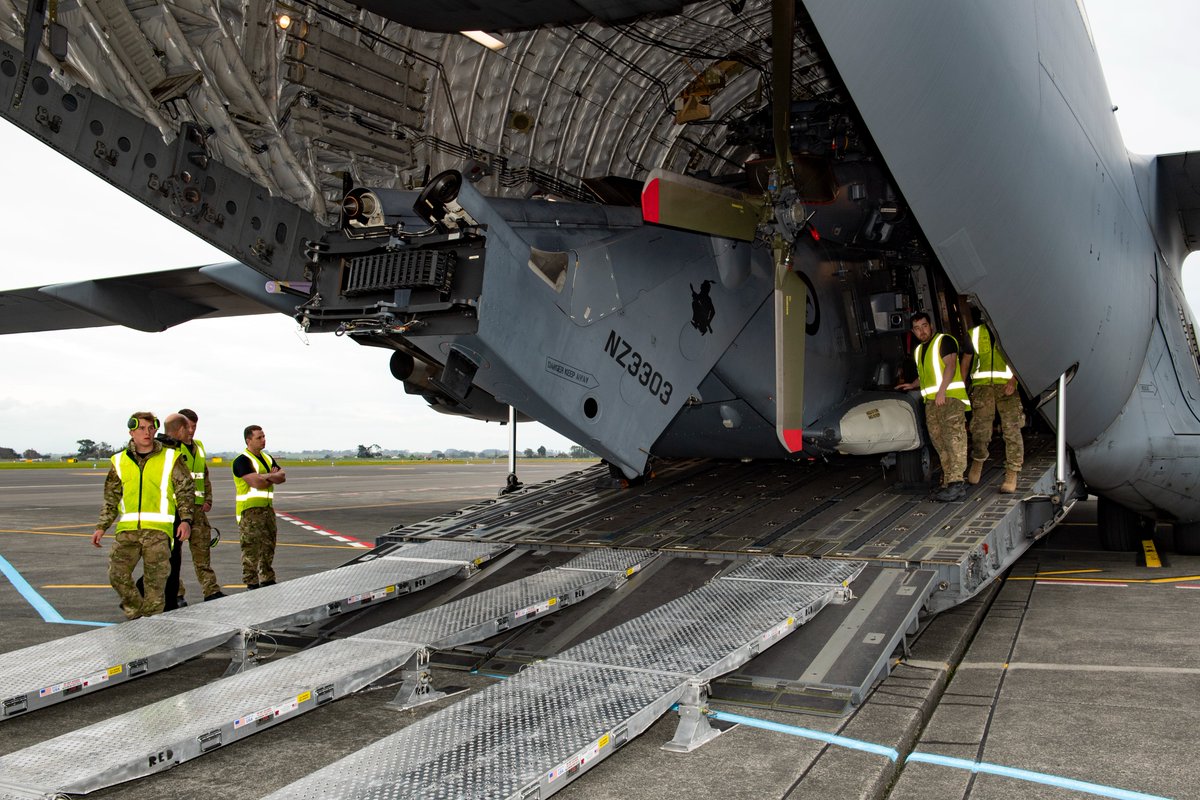 NZAirForce's tweet photo. Thanks for the lift @AusAirForce! 🤙
Our friends across the ditch have been visiting #BaseOhakea with their C-17A Globemasters, loading our NH90 helicopters on board, which they have since flown to Exercise @TalismanSabre in Australia.
#NZAirForce #Force4NZ https://t.co/8IpIss8N4r