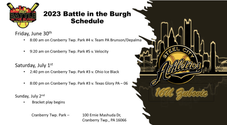 Steel_City_Athletics_18U_ Zubovic (@sca16u_zubovic) on Twitter photo Looking forward to a great weekend of competition! Looking forward to a great weekend of competition!
