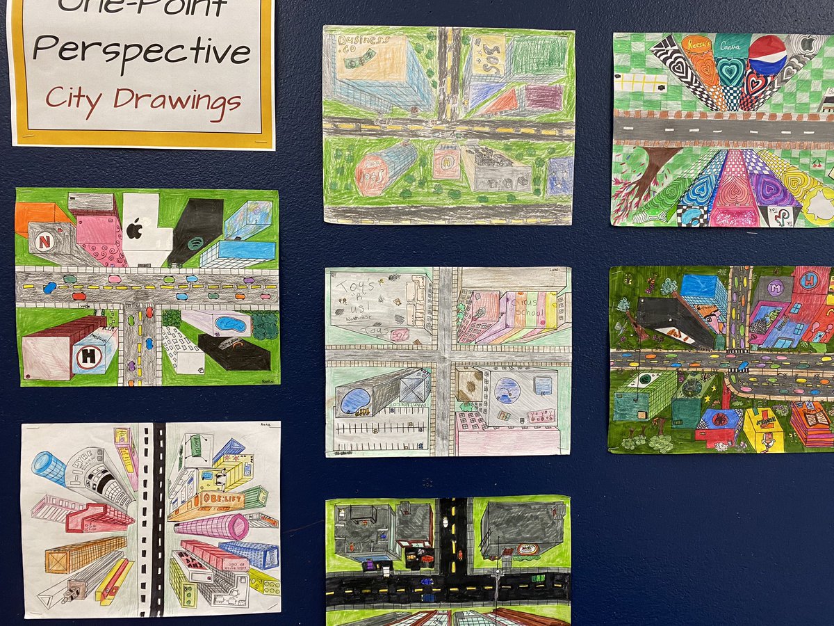 One point perspective art from our Grade 7/8 class. 🖼️