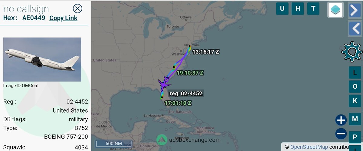 globe.adsbexchange.com/?icao=AE0449 

USAF 02-4452 (752) C-32B 
callsign n/a Hex #AE0449

Interesting flight today....

🇺🇸🇺🇸🇺🇸🇺🇸🇺🇸