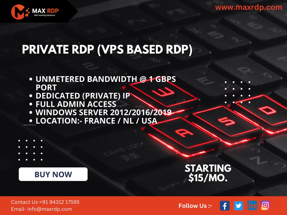 Looking For Best  windows RDP with root access ?
see our plans of windows Private RDP .
#privaterdp #windowsvps #windowsrdp  #clouds #technology  #serverlife #it #webhosting #vps  #domain #linux #website #network #web #minecraft #cloudcomputing  #cloudhosting #windowsserver #rdp