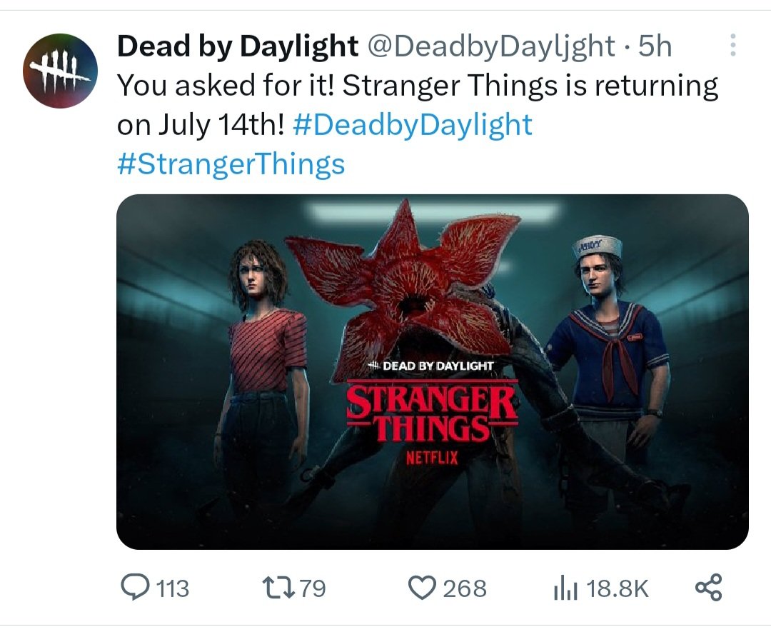 KalebSteward4's tweet photo. @DeadbyDaylight so can you please share why this post is gone on your account?? https://t.co/Edkc6qofRD