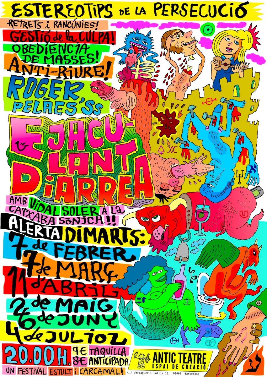 No lluiteu contra els vostres fantasmes:
Lluiteu contra ELS MEUS!

Dimarts vinent:
Ejaculant diarrea:
Un espectacle criogènic:
Per setantena vegada a Barcelona:
Capital del Segrià:

anticteatre.com/events/event/r…