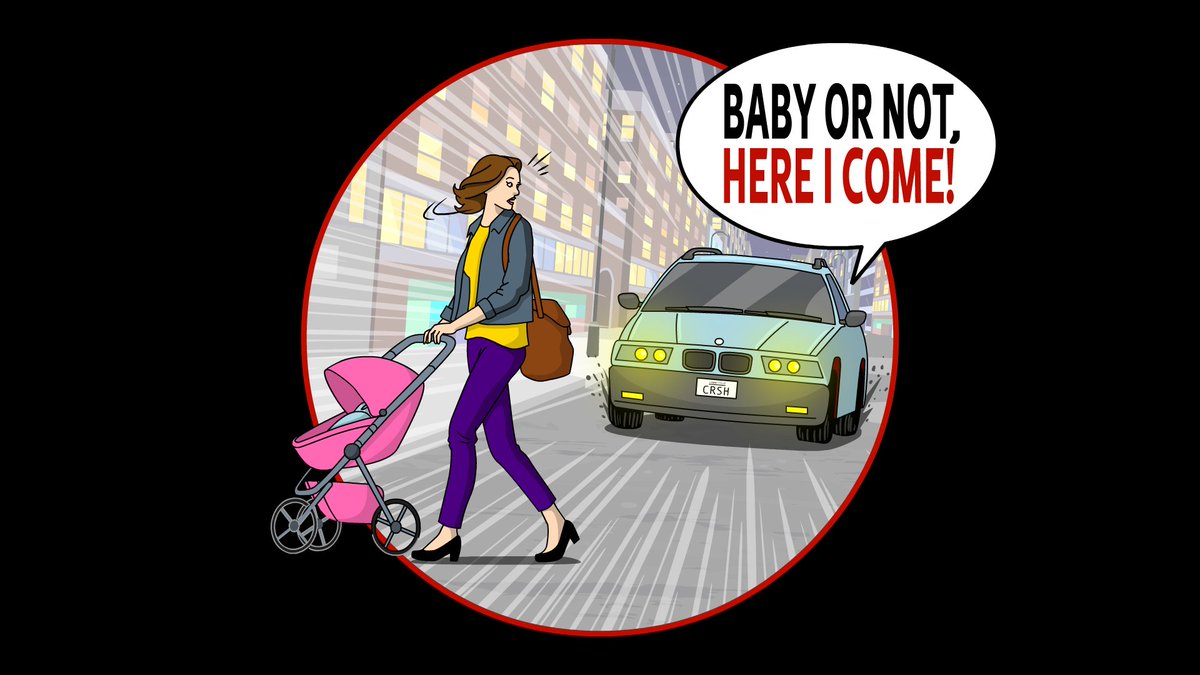 Baby or not, here I come! 
#illustration #woman #car #speeding #caraccident #violence #cartoon #comic #comics #comicbook #baby #danger #babycarriage #mother #driving #darkhumor #humor #meme #funny #dark