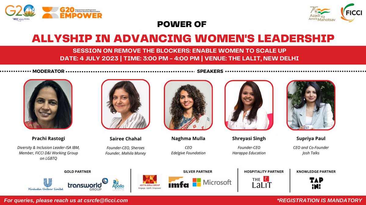 FICCI CSR (@ficcicsr) on Twitter photo Listen to deliberations on how to create an #inclusive environment to advance & scale #women #entrepreneurship with Prachi Rastogi <a href="/ibm_in/">IBM India</a> <a href="/Sairee/">Sairee Chahal</a> <a href="/naghma_mulla/">naghma mulla</a> <a href="/shreyasisingh/">Shreyasi Singh</a> <a href="/supriyapaul93/">Supriya Paul</a>
To attend, register here meet.ficci.in/invitee-form.aโฆ
<a href="/amritat/">amrita tripathi</a> <a href="/IMFALtd/">Indian Metals & Ferro Alloys Ltd</a> Listen to deliberations on how to create an #inclusive environment to advance & scale #women #entrepreneurship with Prachi Rastogi <a href="/ibm_in/">IBM India</a> <a href="/Sairee/">Sairee Chahal</a> <a href="/naghma_mulla/">naghma mulla</a> <a href="/shreyasisingh/">Shreyasi Singh</a> <a href="/supriyapaul93/">Supriya Paul</a>
To attend, register here meet.ficci.in/invitee-form.aโฆ
<a href="/amritat/">amrita tripathi</a> <a href="/IMFALtd/">Indian Metals & Ferro Alloys Ltd</a>