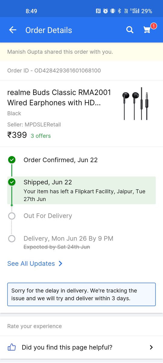 Deepak_Jangid07's tweet photo. @Flipkart @Flipkart @flipkartsupport There's a big issue at the delivery level of the product!! Your delivery channel partner Ekart is hardly bother to give a courtesy call to customer who's courier 🚚 are there in there custody!! Kindly look into this as this is destroying your brand REPO https://t.co/M7bzlJKIn7