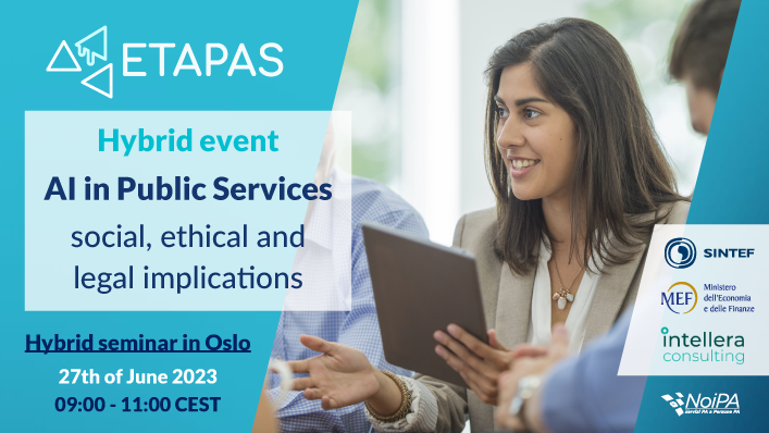 NoiPA (@noipa_social) on Twitter photo 📌 Oggi, 27/06, ore 9, segui online il seminario di <a href="/ETAPAS_EU/">ETAPAS project</a> "#AI in #PublicServices - Social, Ethical and Legal implications”. Tema dell’evento: opportunità e sfide dell’#IntelligenzaArtificiale nel settore pubblico.
✅ Clicca qui per partecipare 👉 bit.ly/3Nu7CIG 📌 Oggi, 27/06, ore 9, segui online il seminario di <a href="/ETAPAS_EU/">ETAPAS project</a> "#AI in #PublicServices - Social, Ethical and Legal implications”. Tema dell’evento: opportunità e sfide dell’#IntelligenzaArtificiale nel settore pubblico.
✅ Clicca qui per partecipare 👉 bit.ly/3Nu7CIG