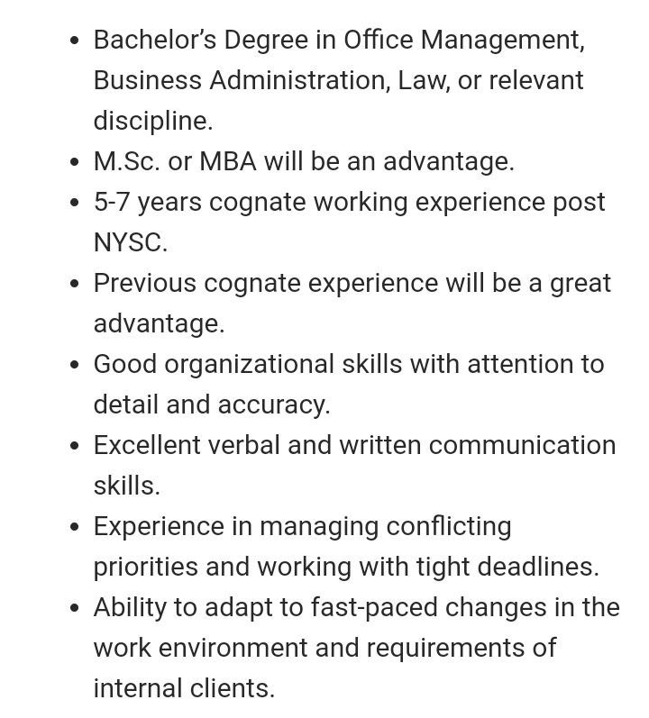 JOB OPENINGS NG on Twitter "Personal Assistant at The Lagos Chamber of