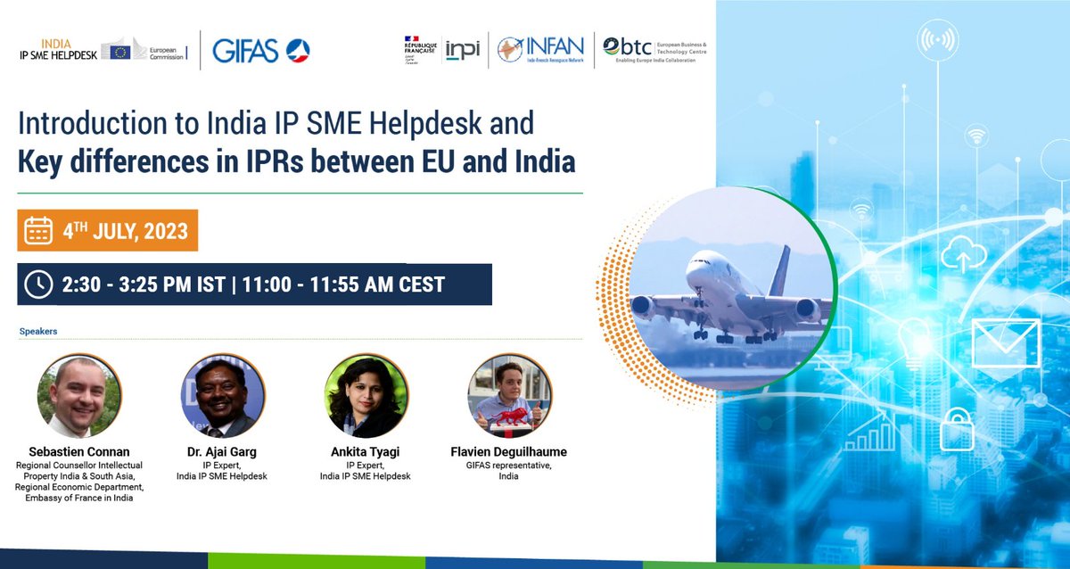 #SMEs in #Europe need to craft dedicated #IP strategies in #India as part of their #marketaccess #strategy. This #training session explores #dataprotection &amp; privacy in Europe and India.

📅 4th July
🕒 2:30 – 3:25 PM IST | 11:00 – 11:55 AM CEST

Register: rb.gy/oimii