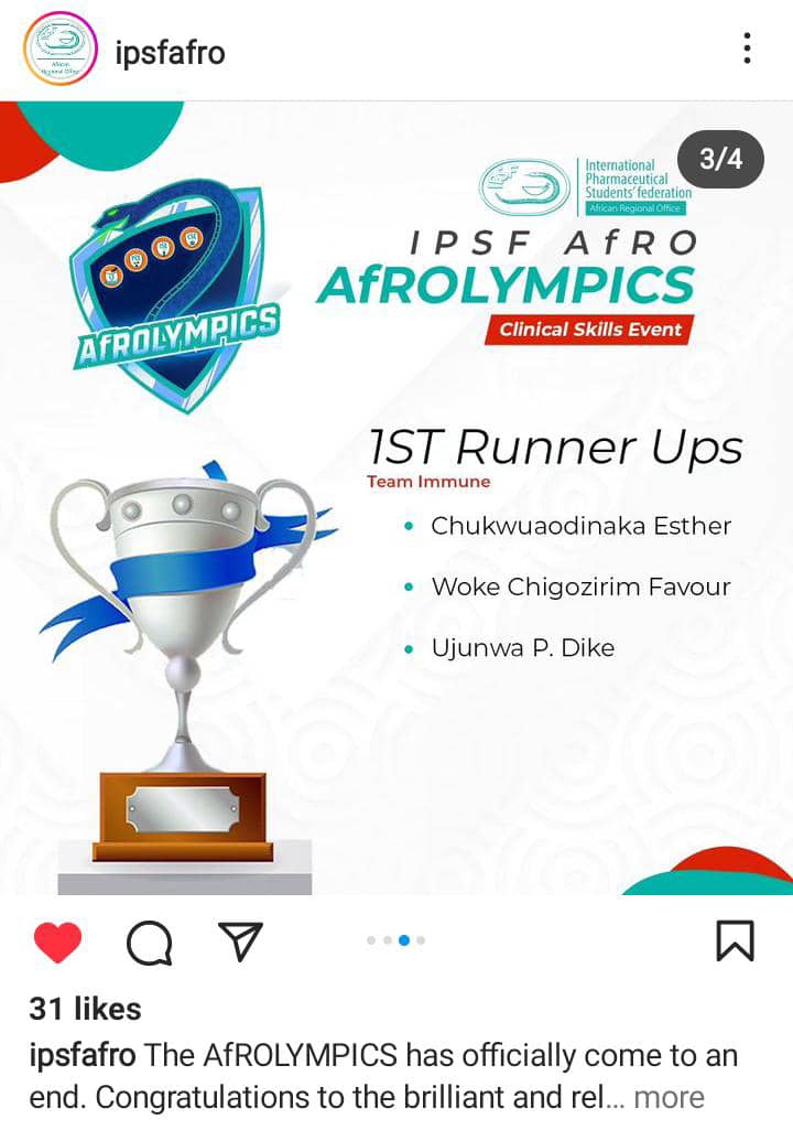 ThePPlatform1's tweet photo. We are proud of our mentees who emerged 1st Runner Up in the recently concluded IPSF AfRO AfROLYMPICS Clinical Skills Event! 🎉🥳👏🏻
#IPSFAfRO
#ClinicalSkills
#ThePPlatform https://t.co/L4mTj4tj4t