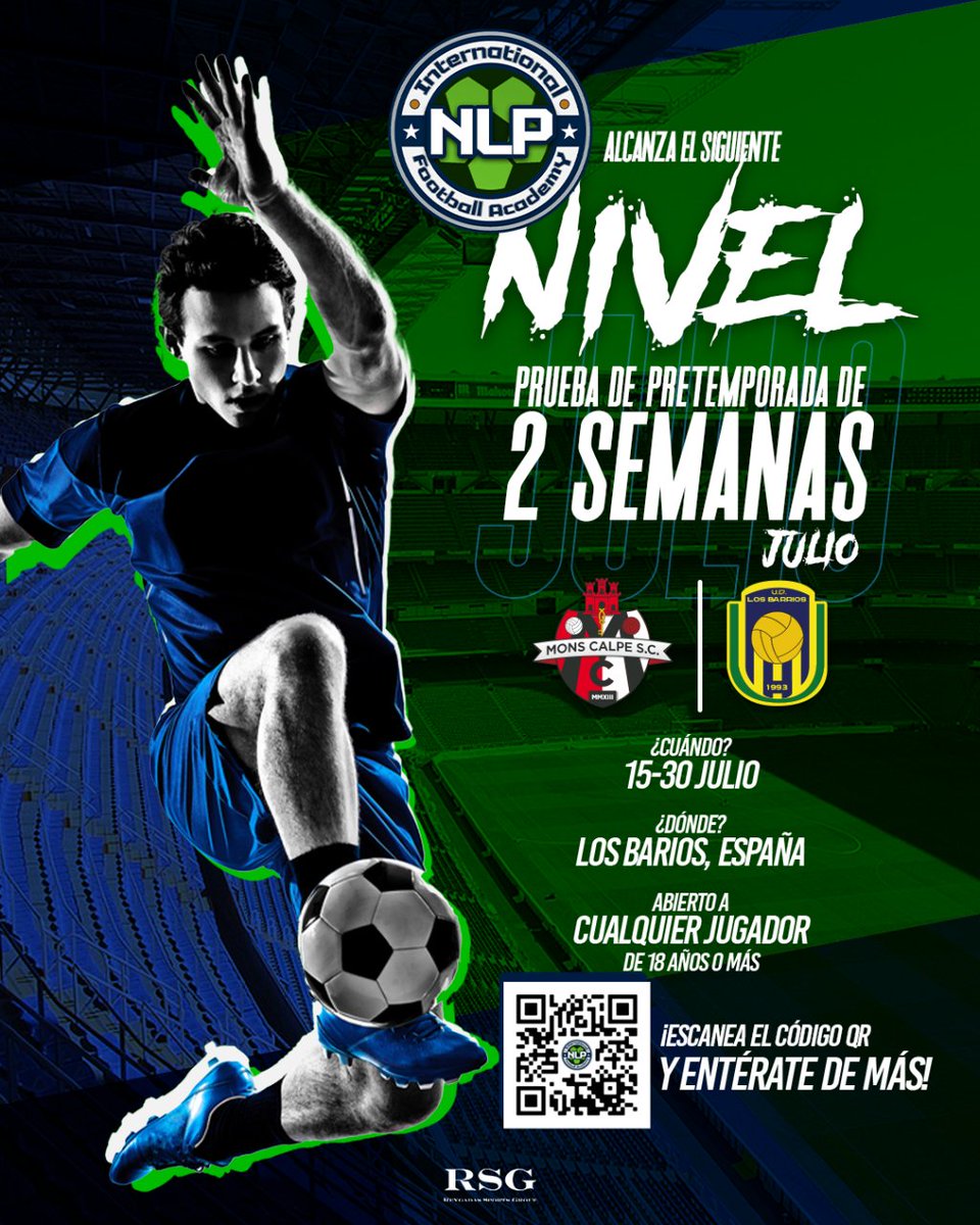 ReygadasRSG's tweet photo. ⚽️ ¡Eleva tu juego al siguiente nivel! 
Únete a NLP High Performance Academy y RSG para una emocionante prueba de pretemporada de 2 semanas con Unión Deportiva Los Barrios y Mons Calpe Sports Club. ¡No te lo pierdas! 🌟 

📲 Regístrate o mayor información: https://t.co/CIAHV4bcGt https://t.co/TdYyGe5aIn