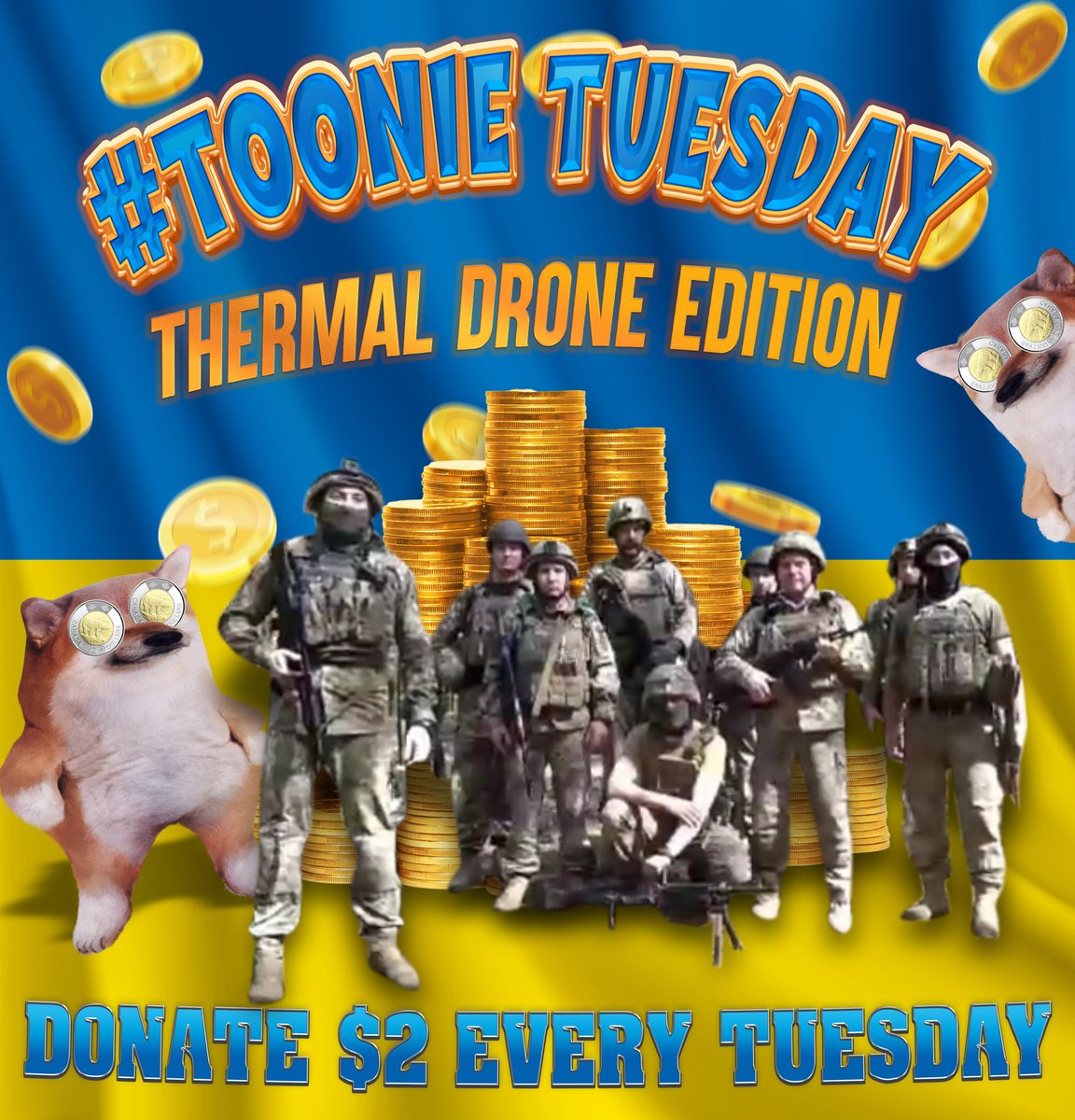 We go again! For this weeks #toonietues @CanadianKobzar
& the TT crew are supporting this aero recon unit to get a thermal🔥 drone 🦅 The unit has been vetted by Alex Bond
It's simple a £2 $2 €2 donation posted in the comments, Retweet & Boost! 🇺🇦 
PayPal: iamprotestik@gmail.com