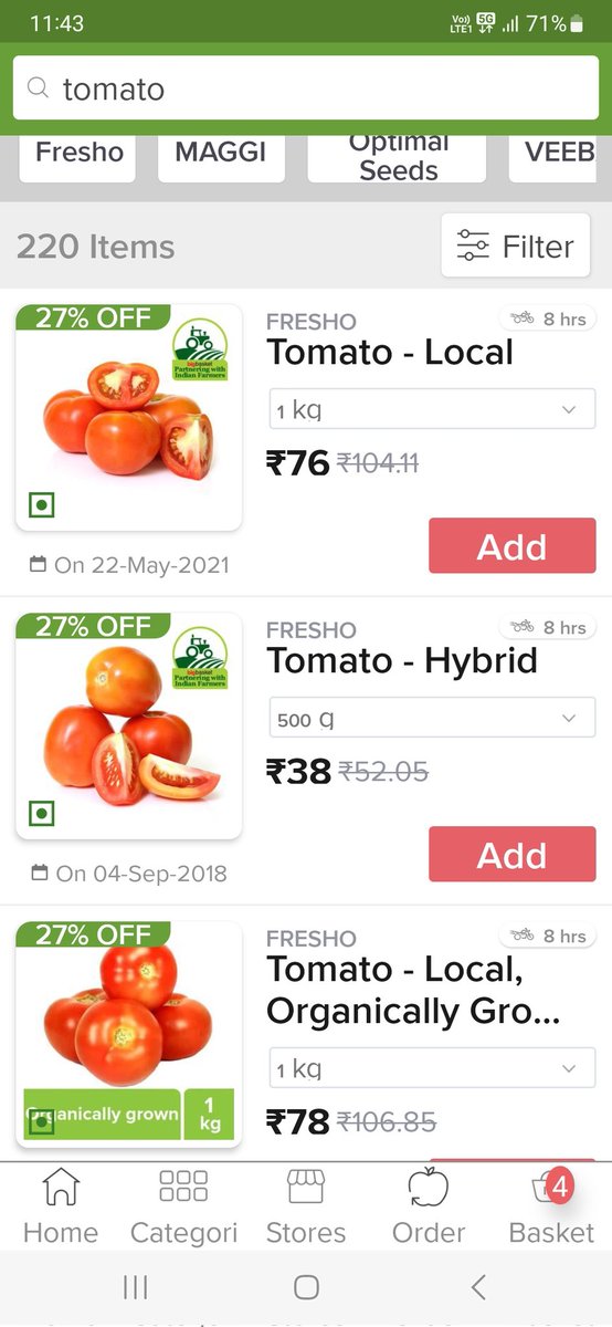 @Saurabh_LT This is today's rate of #Tomato on @bigbasket_com. Order & get it. Don't go by rumours.
