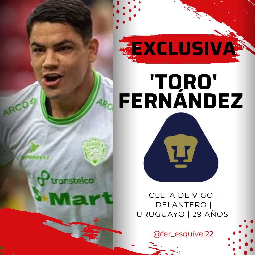 🚨🐾 CONFIRMADO. Gabriel 'Toro' Fernández será nuevo jugador de Pumas. Lo adelantamos en exclusiva hace días y hoy es una realidad. Pumas acordó por aprox. 3MDD el pase con Celta de Vigo, quien accionó 1 año de renovación semanas pasadas. Firmaría por 2 años con op. 1 más.