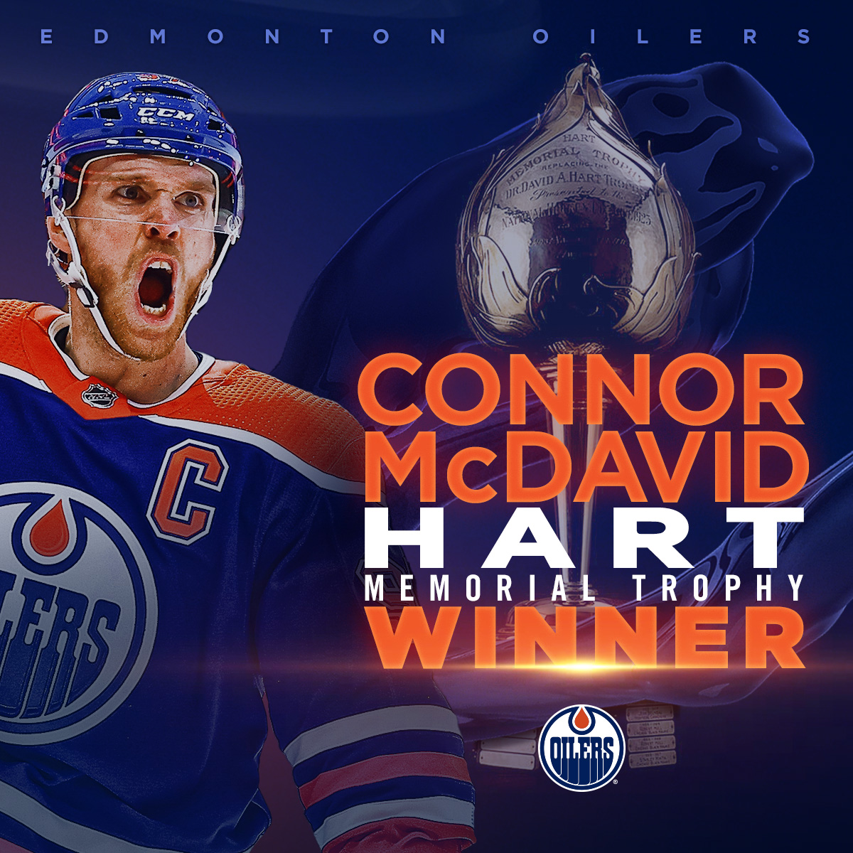 EdmontonOilers's tweet photo. KING OF HARTS ♥️

McDavid has been awarded his third Hart Memorial Trophy. https://t.co/DUnUcmknUQ